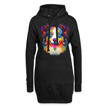 Chien de berger australien Pop Art - Sweat-shirt à capuche long Femme - noir - Devant