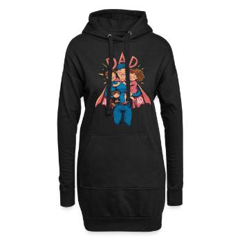 Un papa super-héros avec des enfants fiers - Sweat-shirt à capuche long Femme - noir - Devant
