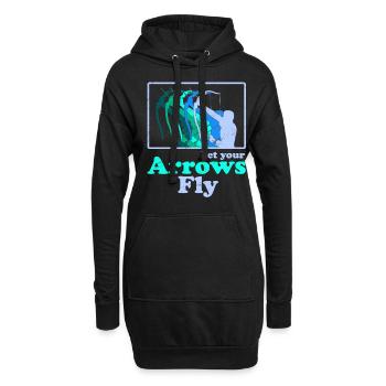 Bogensport Bogenschütze Bogenschießen Pfeil Bogen - Hoodie-Kleid - Schwarz - Vorne