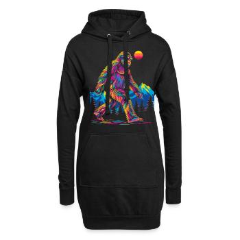 Bigfoot Sasquatch Yeti Sonnenbrille Pop Art - Hoodie-Kleid - Schwarz - Vorne
