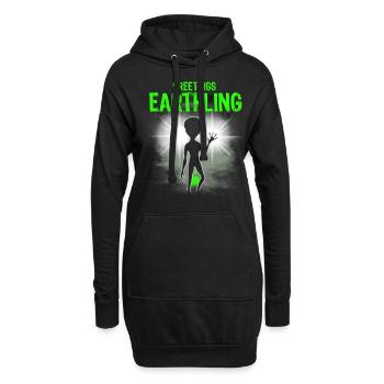Alien, UFO, UAP, Space, Weltraum Flugobjekt - Hoodie-Kleid - Schwarz - Vorne