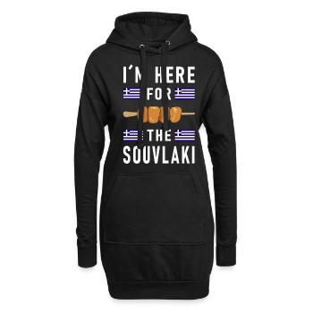 Ich Bin Hier Für Das Souvlaki Griechenland Urlaub - Hoodie-Kleid - Schwarz - Vorne