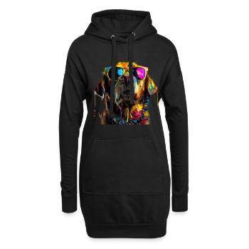 Cool Sunglasses Dog Covered In Rainbow Paint 2 - Hoodie-Kleid - Schwarz - Vorne