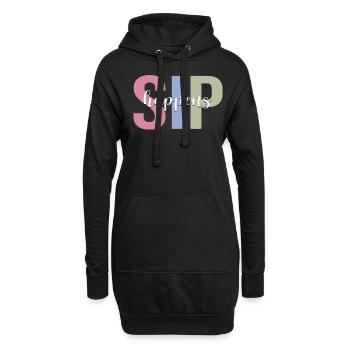 Wine drinker drinks wine glass - Hoodie Dress - black - Front