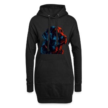 Labrador retriever rouge et bleu - Sweat-shirt à capuche long Femme - noir - Devant