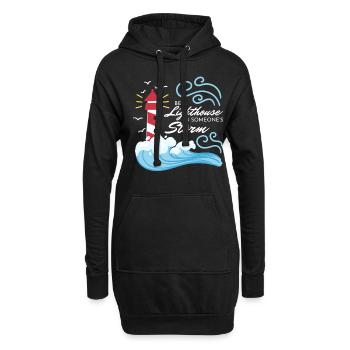 Be A Lighthouse Leuchtturm - Hoodie-Kleid - Schwarz - Vorne