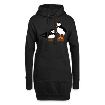 Macareux - Sweat-shirt à capuche long Femme - noir - Devant