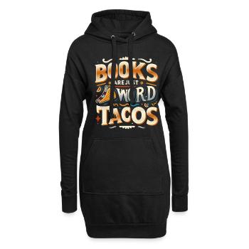 Les livres ne sont que des tacos de mots 20 - Sweat-shirt à capuche long Femme - noir - Devant