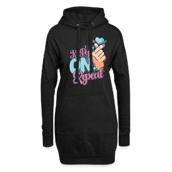 KPop Musique coréenne K-Pop en boucle - Sweat-shirt à capuche long Femme - noir - Devant