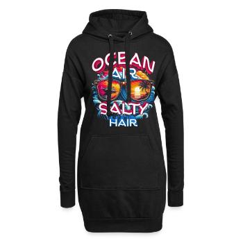 Croisières Croisière Air Océan Cheveux Salés - Sweat-shirt à capuche long Femme - noir - Devant