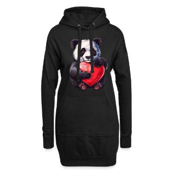 Adorable Panda Holding Heart Illustration - Hoodie-Kleid - Schwarz - Vorne
