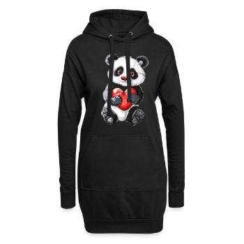 Adorable Panda Holding Red Heart For Panda Lovers - Hoodie-Kleid - Schwarz - Vorne