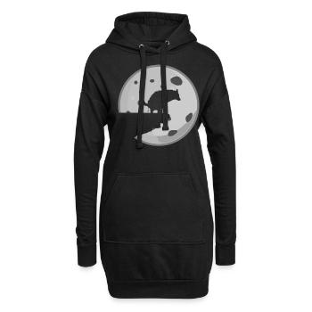 Chiens de berger blanc merdant chien lune - Sweat-shirt à capuche long Femme - noir - Devant