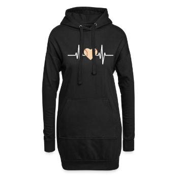 Herzschlag Baseball Herzschlag Liebe - Hoodie-Kleid - Schwarz - Vorne