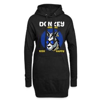 Reicher Esel: Harte Arbeit lohnt sich, Motivation - Hoodie-Kleid - Schwarz - Vorne