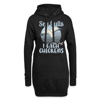 Les mouettes ne sont que des poulets de plage, des mouettes, des poulets de plage - Sweat-shirt à capuche long Femme - noir - Devant