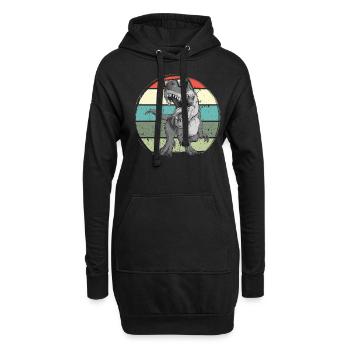 Dinosaure avec rétro vintage nerd geek Dino T-Rex - Sweat-shirt à capuche long Femme - noir - Devant