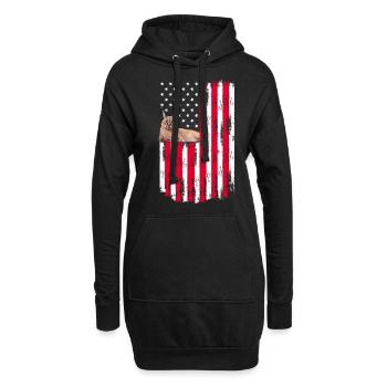 Großer Floppa Karakal Katze Meme - Hoodie-Kleid - Schwarz - Vorne