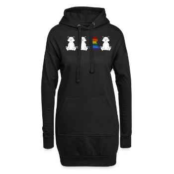 LGBT Gay Cats Lesbian Rainbow Flagge - Hoodie-Kleid - Schwarz - Vorne
