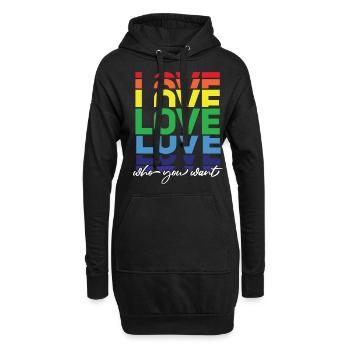 Gender Lesben, Schwule, Trans, Queer Regenbogen - Hoodie-Kleid - Schwarz - Vorne