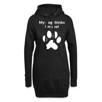 Mein Hund findet mich cool Lustige Erklärung des Hundebesitzers - Hoodie-Kleid - Schwarz - Vorne