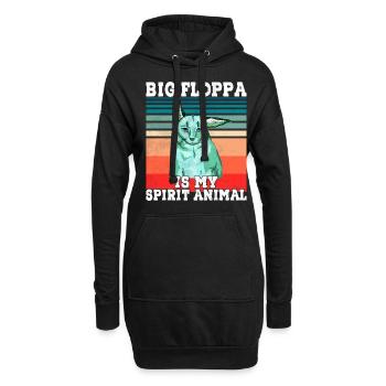 Großer Floppa Geist Tier - Hoodie-Kleid - Schwarz - Vorne