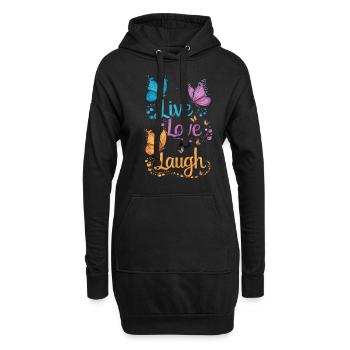 Inspirierender Live Love Laugh Schmetterling - Hoodie-Kleid - Schwarz - Vorne
