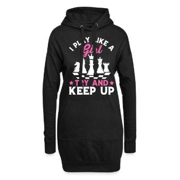 Lustiger Schachspieler Ich spiele wie ein Mädchen - Hoodie-Kleid - Schwarz - Vorne