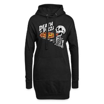 Squelette humoristique mangeant de la pizza Graphique drôle - Sweat-shirt à capuche long Femme - noir - Devant