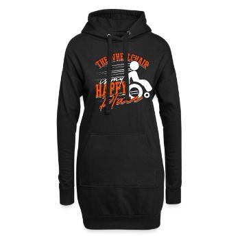 Rollstuhlfahrer The Wheelchair Is My Happy Place - Hoodie-Kleid - Schwarz - Vorne