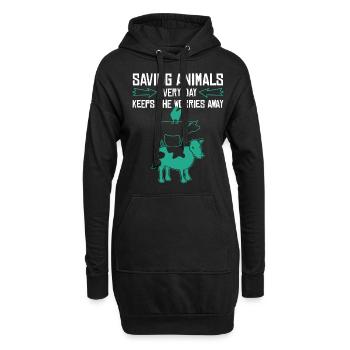 Droits des animaux Vegan Rétro Sauver les animaux - Sweat-shirt à capuche long Femme - noir - Devant