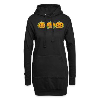 Citrouille Trois Singes 3 Citrouilles - Sweat-shirt à capuche long Femme - noir - Devant