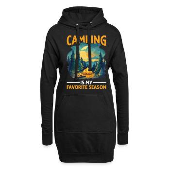 Le camping est ma saison 2 préférée - Sweat-shirt à capuche long Femme - noir - Devant
