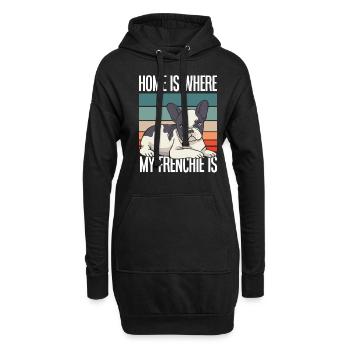 Maison Bouledogue Français Rétro - Sweat-shirt à capuche long Femme - noir - Devant