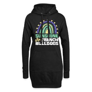 Boho arc-en-ciel soleil bouledogue français - Sweat-shirt à capuche long Femme - noir - Devant