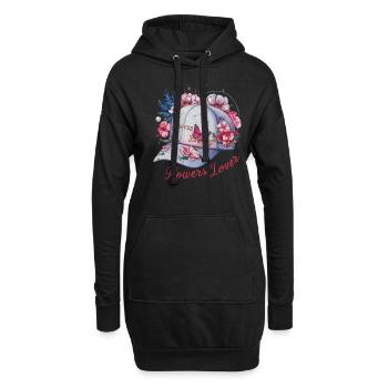 Stilvolle florale Mütze mit Schmetterlings Design - Hoodie-Kleid - Schwarz - Vorne
