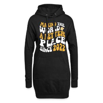 2022 Geburtstag Vintage Hippie Groovy - Hoodie-Kleid - Schwarz - Vorne