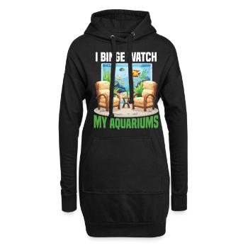 Je regarde mes aquariums en rafale - Sweat-shirt à capuche long Femme - noir - Devant