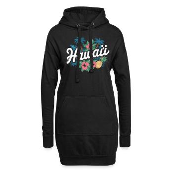 Hawaii Souvenir Tropische Blumen und Ananas - Hoodie-Kleid - Schwarz - Vorne