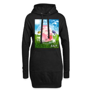 Frutiger Aero Aesthetic Tech Kawaii Lait de Fraise - Sweat-shirt à capuche long Femme - noir - Devant