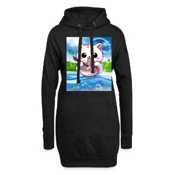 Frutiger Aero Aesthetic Tech Kawaii Ramen Katzenfi - Sweat-shirt à capuche long Femme - noir - Devant