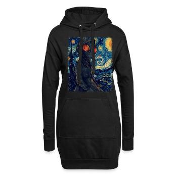 Peinture Monster Starry Night de Flatwood - Sweat-shirt à capuche long Femme - noir - Devant