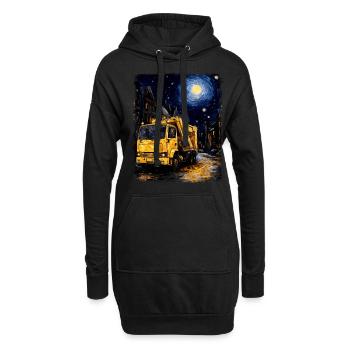 Garbage Trucker Müllwagen Sternennacht Malerei - Hoodie-Kleid - Schwarz - Vorne