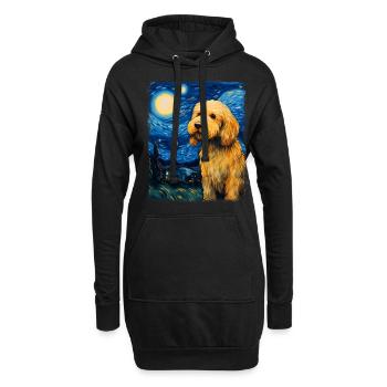 Golden Doodle Goldendoodle Chien Nuit étoilée Peinture - Sweat-shirt à capuche long Femme - noir - Devant