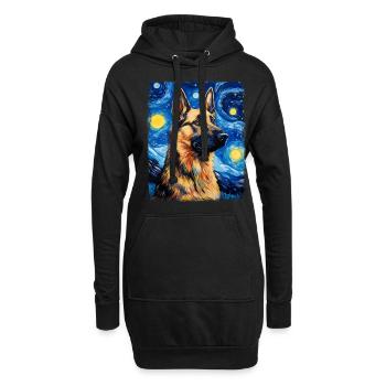 Berger allemand Peinture Nuit étoilée - Sweat-shirt à capuche long Femme - noir - Devant