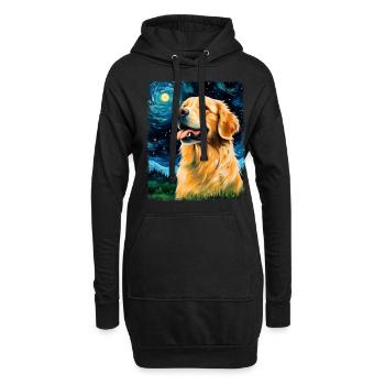 Golden Retriever chien Nuit étoilée peinture - Sweat-shirt à capuche long Femme - noir - Devant