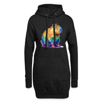 Capybara arc-en-ciel Portrait coloré de Capybara - Sweat-shirt à capuche long Femme - noir - Devant