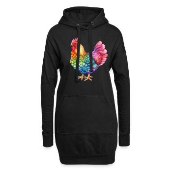 Buntes Huhn Regenbogen - Farbenfrohes Hühnerleben - Hoodie-Kleid - Schwarz - Vorne