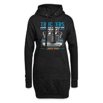Camionneur - Sweat-shirt à capuche long Femme - noir - Devant