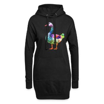 Bunte Ente Aquarell Kunstwerk - Hoodie-Kleid - Schwarz - Vorne